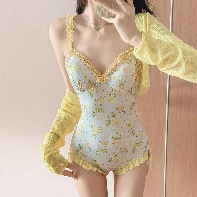 YioYcc 비키니 투피스 수영복, 노란색