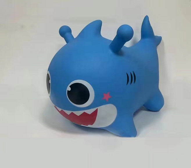 兒童充氣彈力跳跳馬 靜音防爆寶寶玩具, 小鯊魚藍加音樂器, 1個