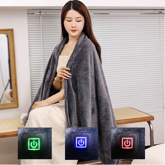 한일의료기 네모 고급 극세사 휴대용 USB 전기요 1인용 전기요 전기장판 온열담요 무선 캠핑용 전기담요 부드러운 차박 대형 찜질기, usb전기담요1개