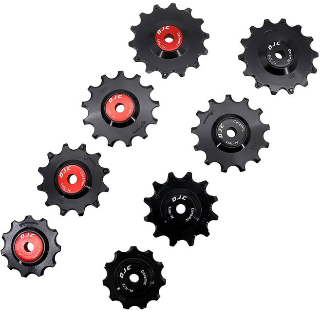 라이벌 포스용 DJC 12s 바이크 세라믹 베어링 풀리 휠 2pc 장력 AXS eTap T형 Di2 11T 12T 13T 14T MTB 로드 리어 디레일러 스램용 시마노용, Red Cap, 11T and 13T