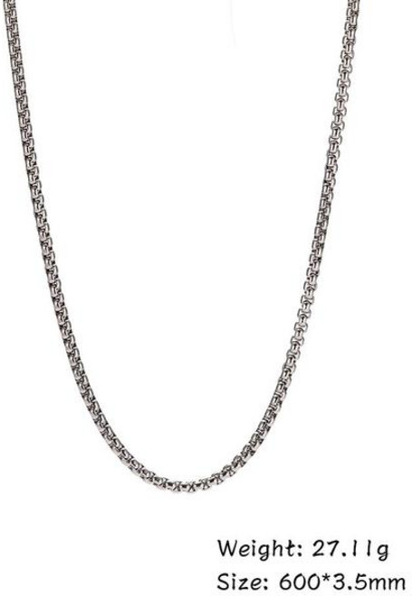 스텐체인 Skyrim 패션 60cm 긴 박스 체인 목걸이 스테인레스 스틸 스테이트먼트 24mm 단단한 쥬얼리 선물 남성 여성, 12) 3.5 mm wide - 60cm