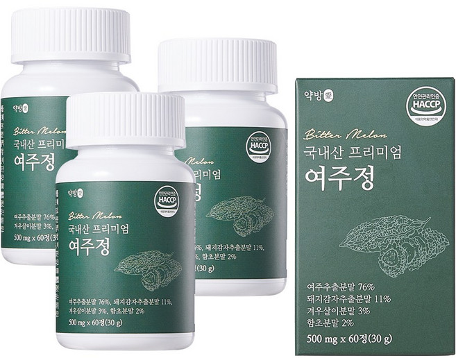 라운지셀 국내산 프리미엄 약방애 여주정, 60정, 3개