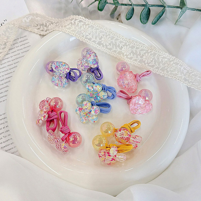 로르블랑 큐티 반짝이 방울 머리끈 10P 세트