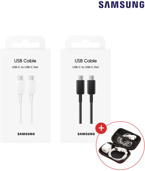 삼성 정품 25W C to C타입 고속충전 케이블 가정용 차량용 케이블 안드로이드오토 애플카플레이 아이폰 갤럭시 지원 파우치 증정 EP-DA705 N, 1개, 1m, 블랙