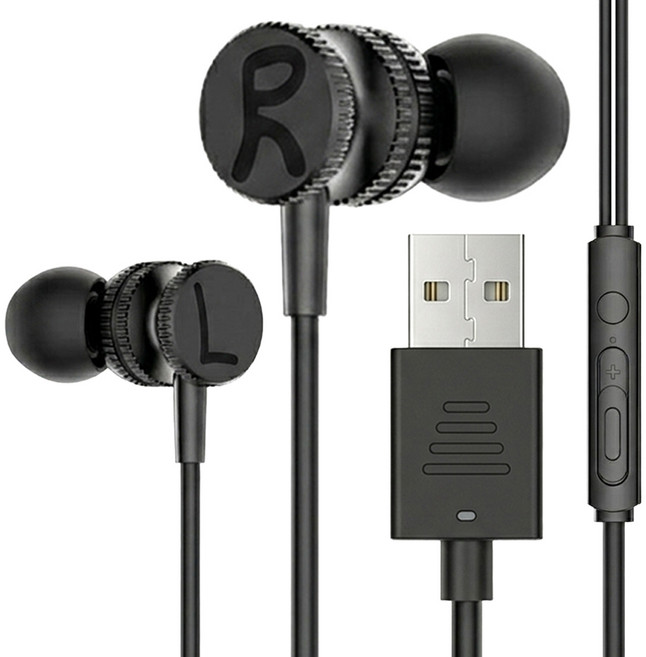 2미터 슬레이트 인이어 게이밍 유선 이어폰, 블랙, USB-A