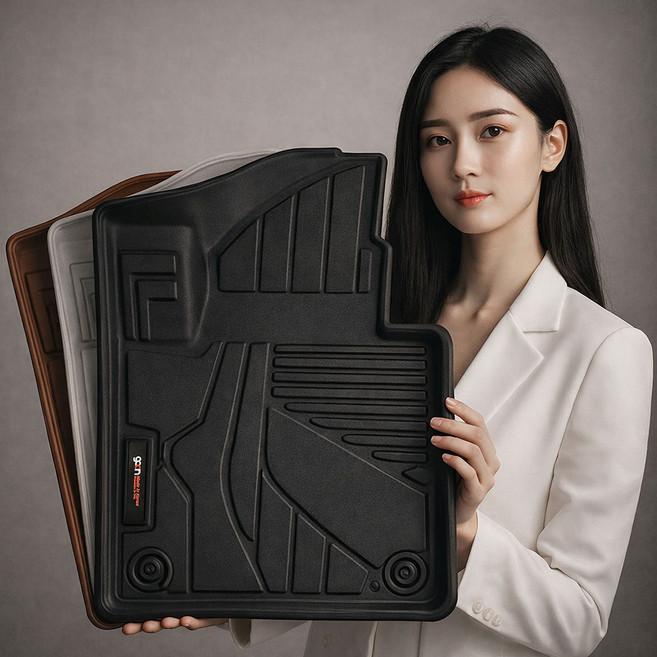 TPE 카매트 오니핏 발매트 발판 고무 차량 입체 바닥, 라이트그레이, 앞좌석(운전+조수)