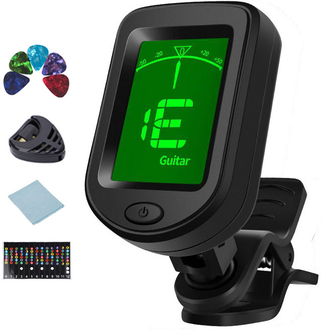케이투엠 클립형 기타 튜너 조율기 다기능 일렉 베이스 우쿨렐레 바이올린 튜닝기, 블랙