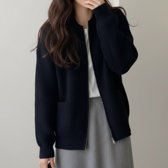 베르슈어 부드러운 니트 투웨이 집업 가디건