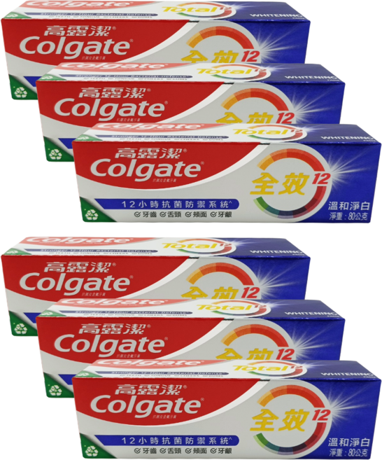 高露潔 全效溫和淨白牙膏, 80g, 6個