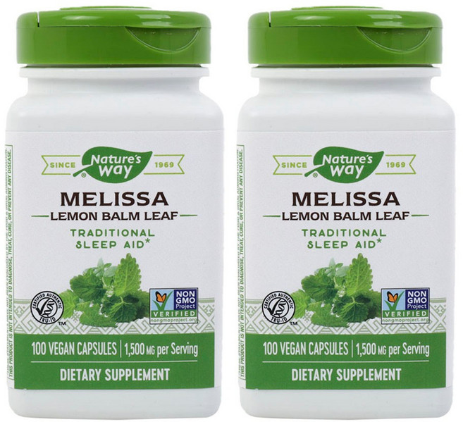 네이쳐스웨이 멜리사 레몬 밤 리프 1500mg 베지테리안 캡슐, 100정, 2개