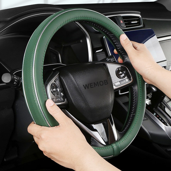2026년형 전차종 프리미엄 실버라인 핸들커버 자동차핸들커버, 그린