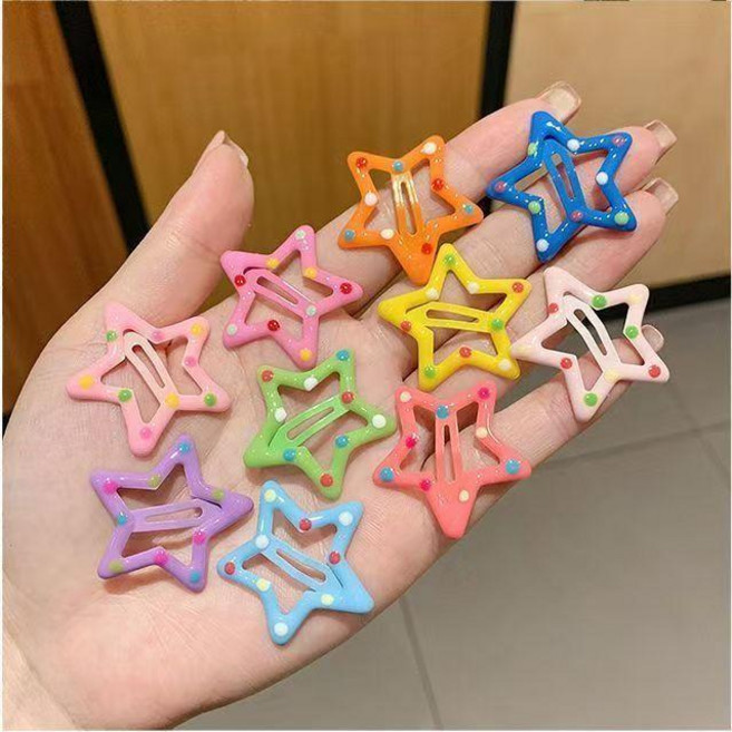 good 星星髮夾女前額碎髮小夾子頭飾髮卡兒童夾側邊劉海夾, 1個, 2個顏色隨機  星星髮夾, 3-5cm 多款式彩色髮夾 夾緊不掉