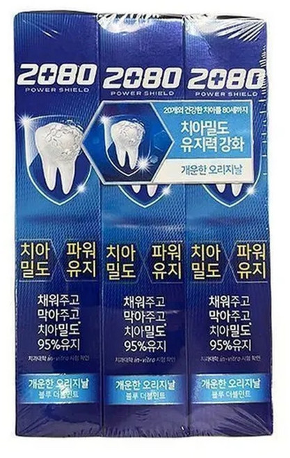 2080 파워쉴드 블루더블민트치약 (120g3입) x, 1개, 120g