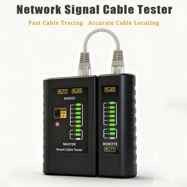 RJ45 RJ11 네트워크 케이블 테스터 랜선 테스트기 M469D 케이블 포함, 1개