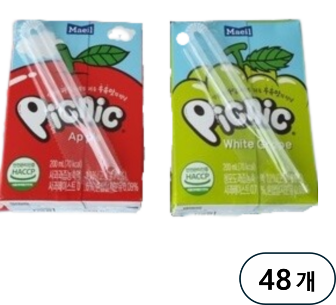피크닉 사과 + 청포도, 48개, 200ml