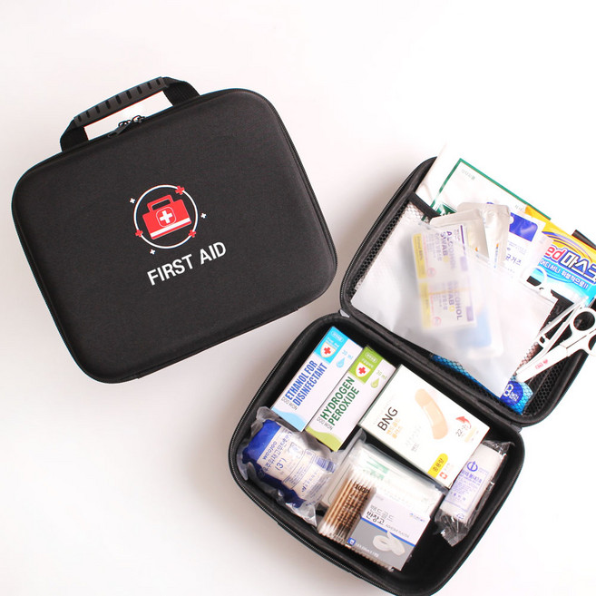 구급가방 응급 처치 키트 17종 약품세트 구급함 구급상자 휴대용 파우치 가정용 차량용, 1개