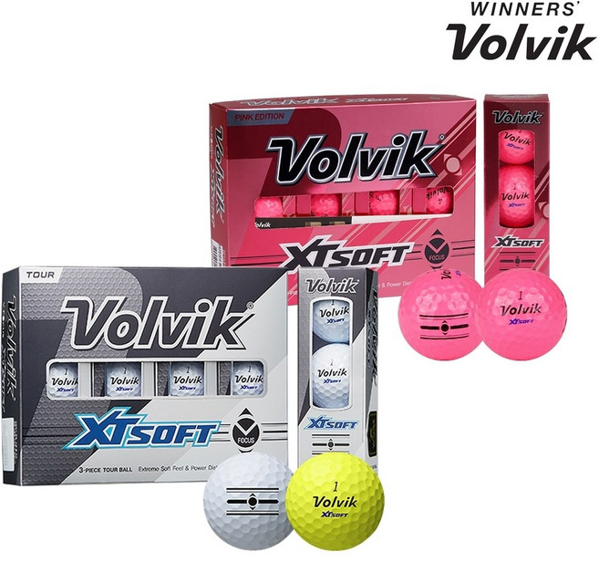 볼빅 뉴 XT 소프트 포커스V 볼 3피스 12구 옐로우, 화이트, 1개