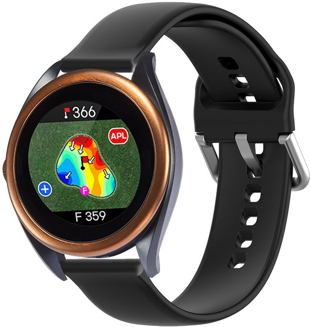 스페이스쉴드 보이스캐디 VOICE CADDIE T8 T7 T6 T5 A2 A1 호환 22mm 스트랩 베이직 실리콘 밴드, L, 블랙