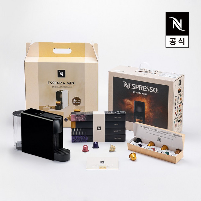 [47캡슐+2만원바우처]오리지널 스타터 팩 에센자미니 C30 에스프레소 캡슐커피머신 블랙, 단품, 단품