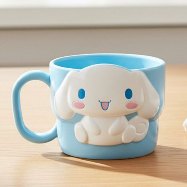 시나모롤 얼굴 머그컵 입체 캐릭터 플라스틱컵, 스카이블루, 1개, 260ml