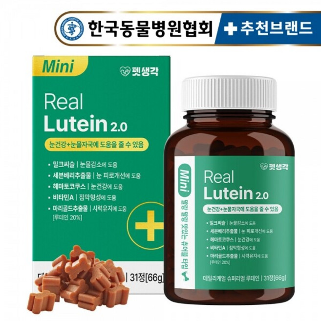 [눈물케어] 강아지 리얼루테인 2.0 눈물자국 제거 & 눈 건강 백내장 녹내장 1개월분 31정, 눈물개선/눈건강, 1개