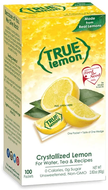 TRUE LEMON Water Enhancer Bulk Dispenser 100 Count (Pack of 1) 0 Calorie Drink Mix Packets For W, 1개 - 쿠팡