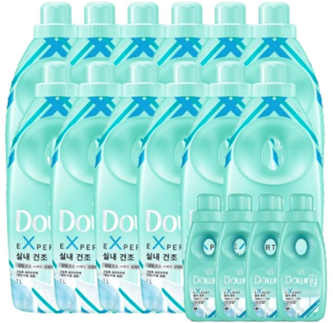 다우니 엑스퍼트 실내건조 섬유유연제 본품 1L x 3개 + 200ml, 4세트