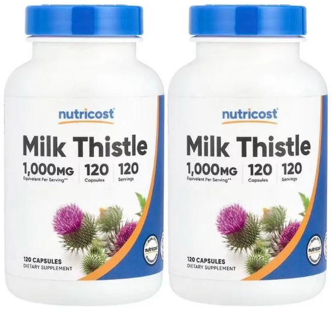뉴트리코스트 밀크씨슬 밀크시슬 1000mg 120캡슐 2병 Milk Thistle, 2개, 120정 - 쿠팡