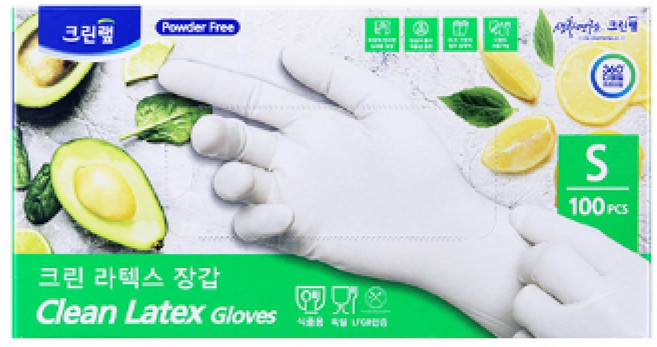 크린랩 크린 라텍스장갑 (소) 100매, 100개