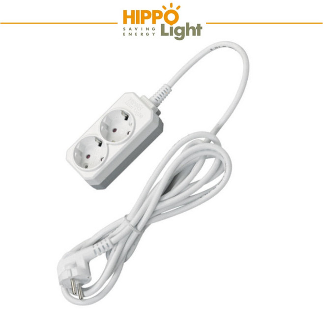 히포 2구 멀티코드 연장선 멀티탭 전기릴선 콘센트 연장케이블, 1개, 화이트, 10m