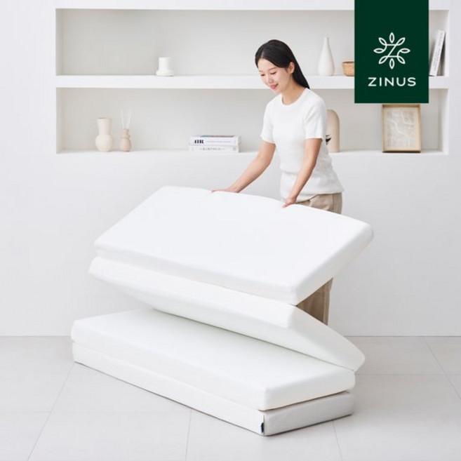 지누스 그린티 4단 접이식 메모리폼 토퍼, 10cm, 화이트