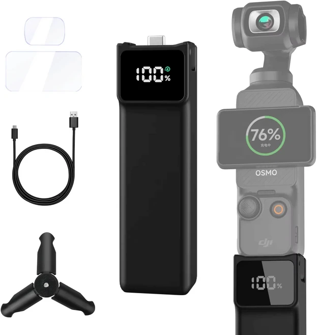 Dji Osmo Pocket 3 배터리 핸들 5000mA 휴대용 배터리 핸들 연장된 전력 미니 스탠드 및 렌즈 스크린 보호, 01 유니버설, 01 유니버설