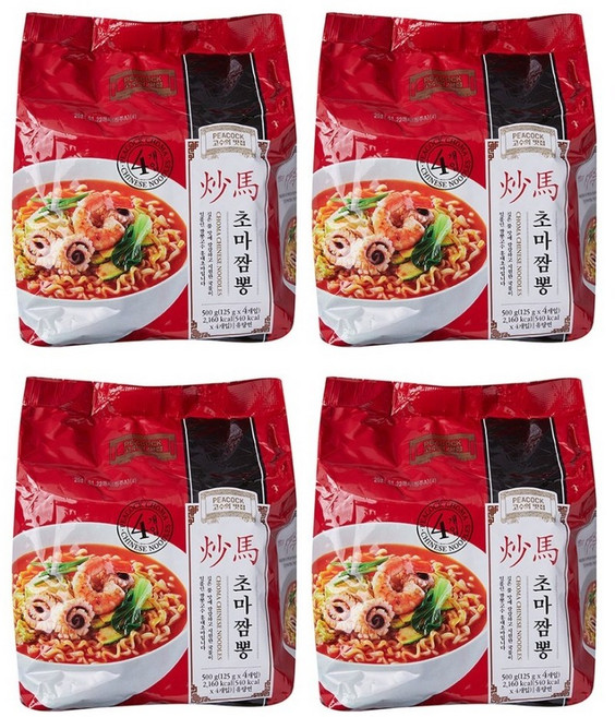 피코크 초마짬뽕라면 500g(125x4봉지) x 4세트, 500g, 4개