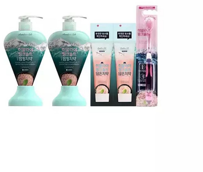 페리오 히말라야 핑크솔트 펌핑치약 아이스민트 285g 2개 + 아이스민트 100g 2개 + 칫솔 부드러운모 1개