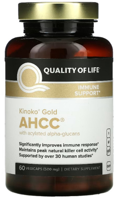 퀄리티오브라이프 AHCC 표고버섯균사체 500mg 60캡슐 키노코골드, 1개, 60정
