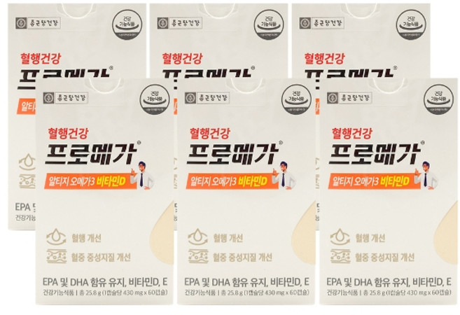 기타 종근당건강 프로메가 알티지 오메가3 비타민D 430mg x 60캡슐 6박스 /An, 상세페이지참조