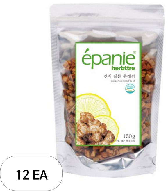 에빠니 허브뜨레 진저 레몬 후레쉬 허브티 리필팩, 150g, 1개입, 12개