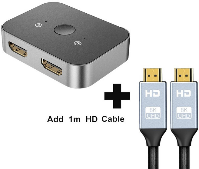 PS5 용 HDMI 호환 양방향 스위처 HDTV 분배기 어댑터 8K 스위치 8K @ 60Hz 4K @ 20Hz 080P @ 240Hz, 1개, 1) Add 1m Cable