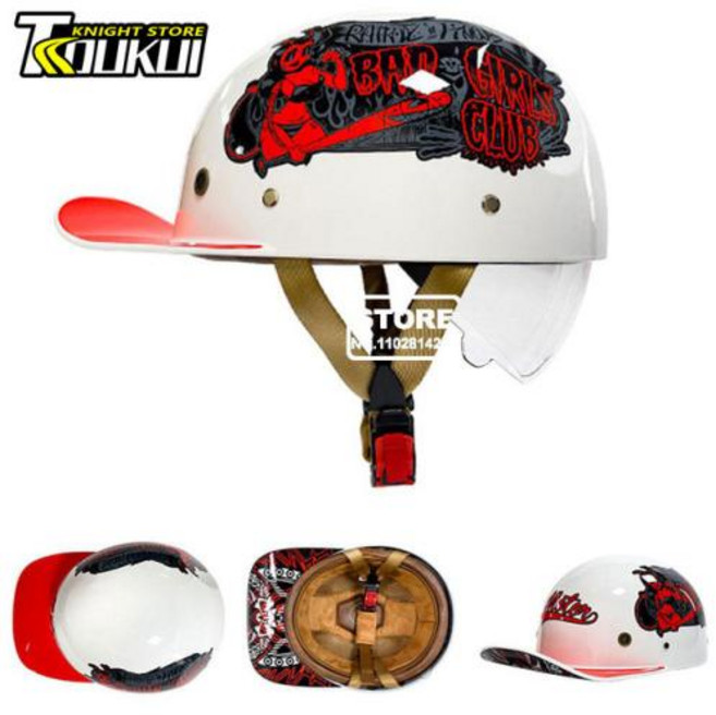 남녀공용 오토바이 하프 헬멧 야구 모자 사이클링 헬멧 신제품, 60) QKE005-14-XXL