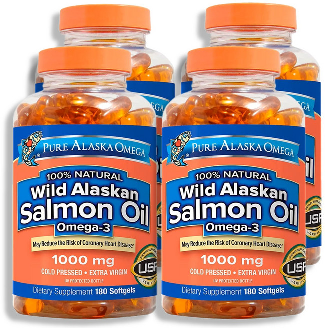 Pure Alaska Omega 와일드 알라스칸 연어유 오메가3 1000mg 210소프트젤 [ Wild Alaskan Salmon Oil 210 Softgels], 210정, 4개