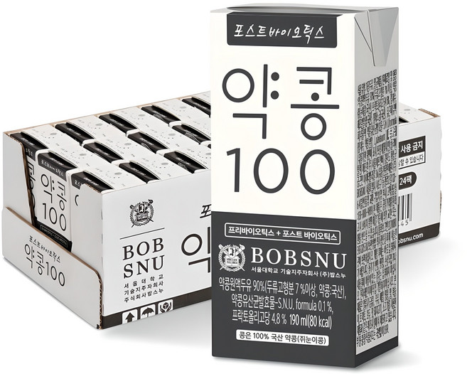 서울대밥스누 포스트바이오틱스 약콩100 두유, 190ml, 24개
