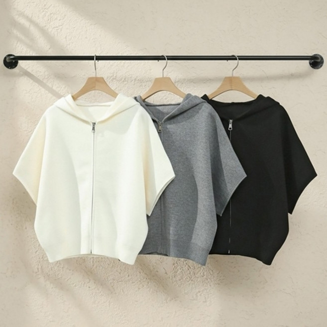 샵앤 [샵앤] 여성 무지 가오리핏 7부 후드 니트 집업 가디건 DGB-WCD-5106