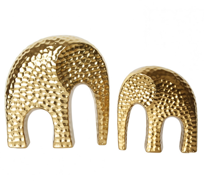 골드 코끼리 장식품 부자 재물운 돈들어오는 풍수 건강 황금 인테리어 장식소품 집들이 개업 선물 모델하우스 꾸미기, 카빙 코끼리 한쌍