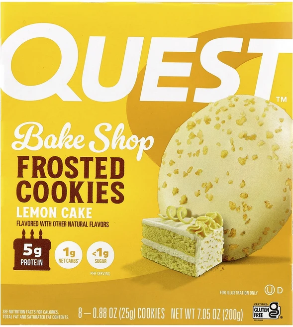 지금 곧 품절됩니다 Quest Nutrition Bake Shop 프로스티드 쿠키 레몬 케이크 쿠키 8개 개당 25g(0.88oz) 서둘러주시면 감사하겠습니다, QuestNutritionBakeShop프로스티드쿠키레 - 쿠팡