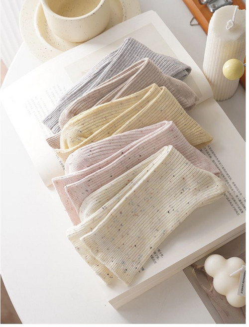 여성 순면 땀흡수 인스타풍 땡땡이 중목 양말 5켤레