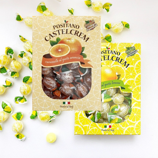 카스텔크렘 이탈리아 포지타노 레몬 오렌지 캔디 입덧사탕, 2개, 250g