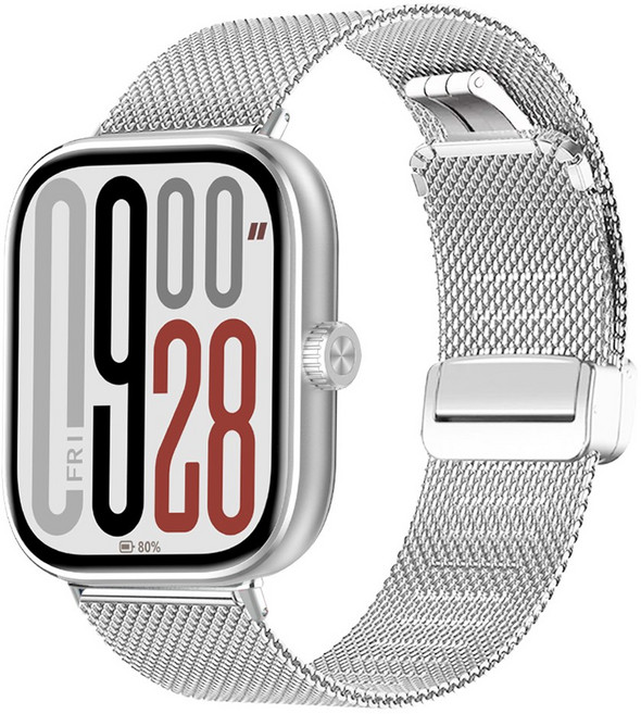 더조은셀러 샤오미 레드미 미워치5 미워치4 D버클 밀레니즈 스트랩, 실버, 1개