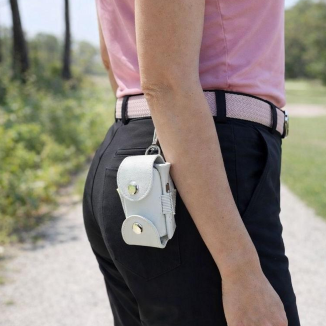 이온브 고급 가죽 골프공 홀더 케이스 파우치, 화이트, 1개