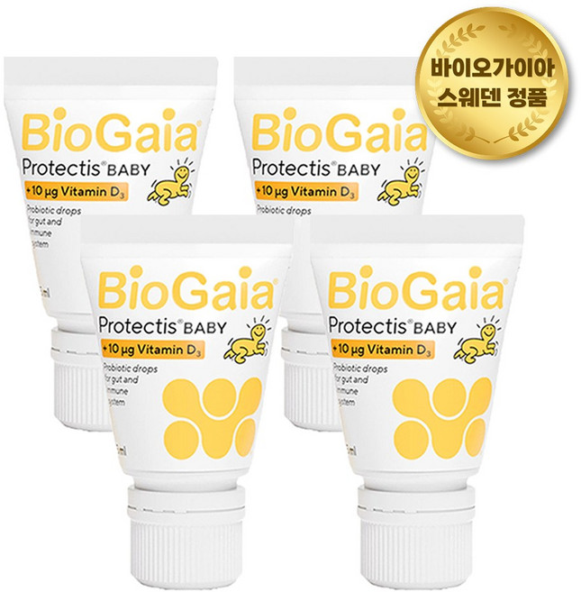 바이오가이아 아기 유산균 비타민D 이지드롭 10ml 튜브형 4개입 프로바이오틱스 베이비드롭 (유통기한 27년 8월), 4개