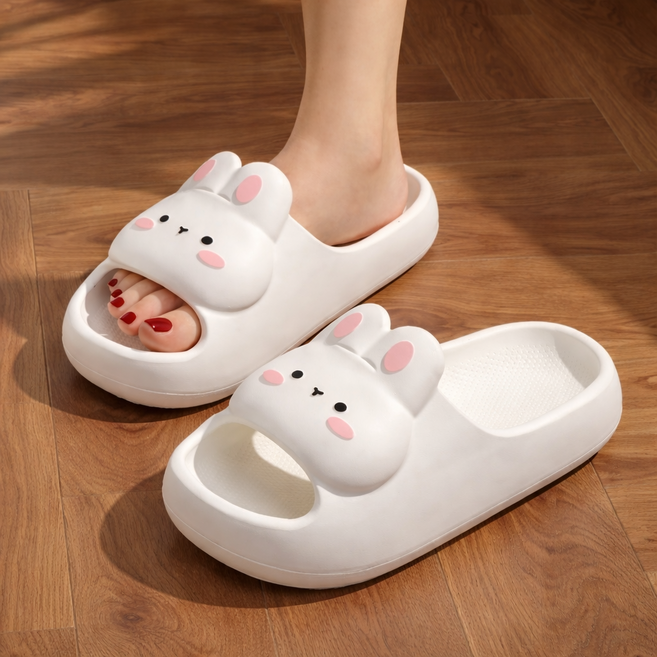 파티굿즈 볼록토끼 EVA 층간소음 미끄럼방지 발편한 경량 실내화, 1개, 화이트